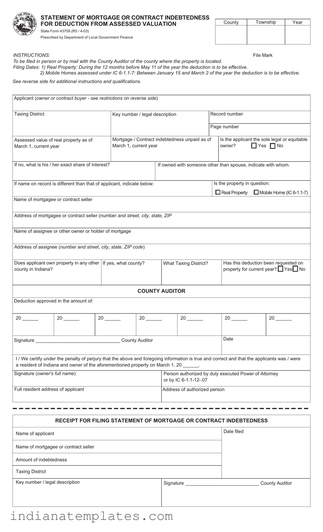 Fill in Your Indiana 43709 Form