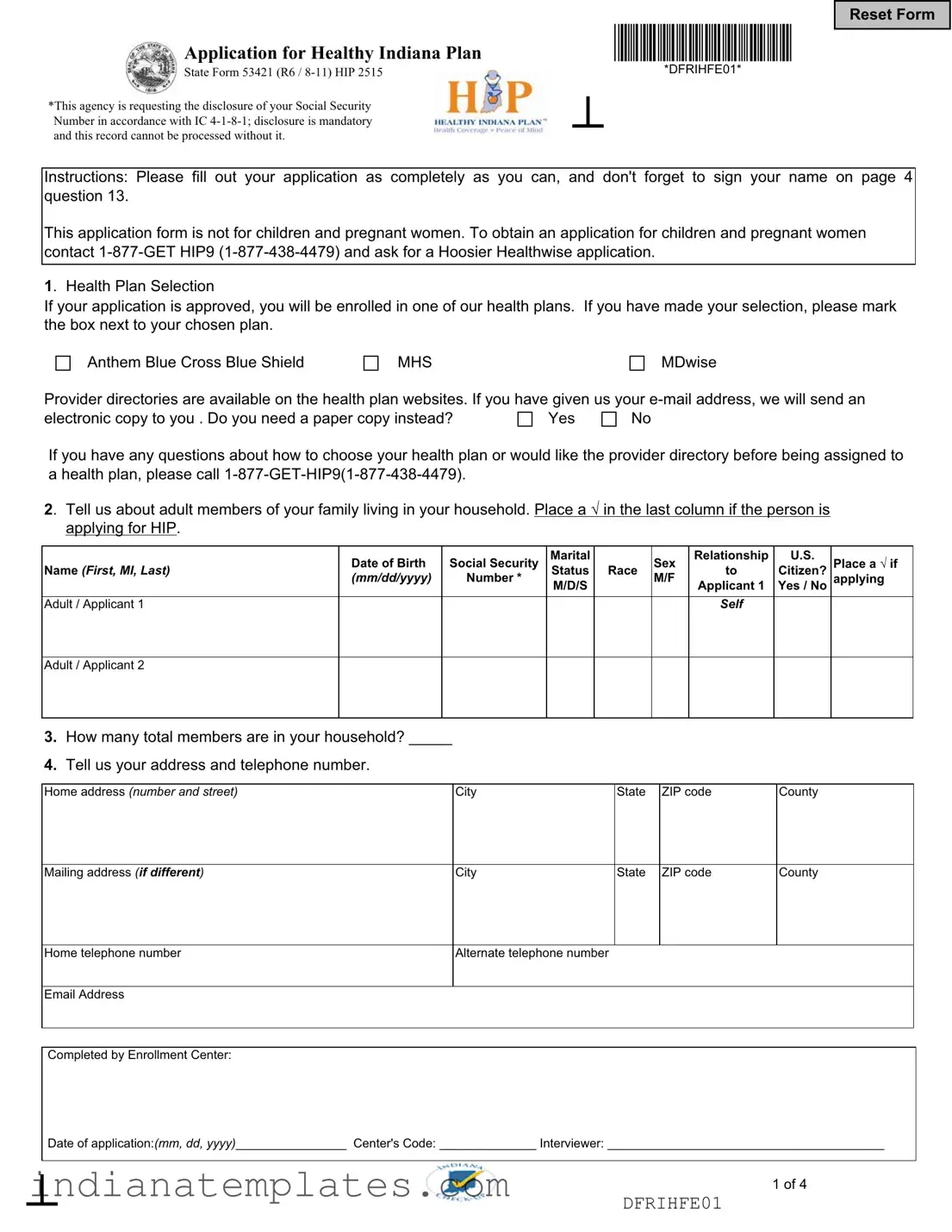 Fill in Your Indiana 53421 Form