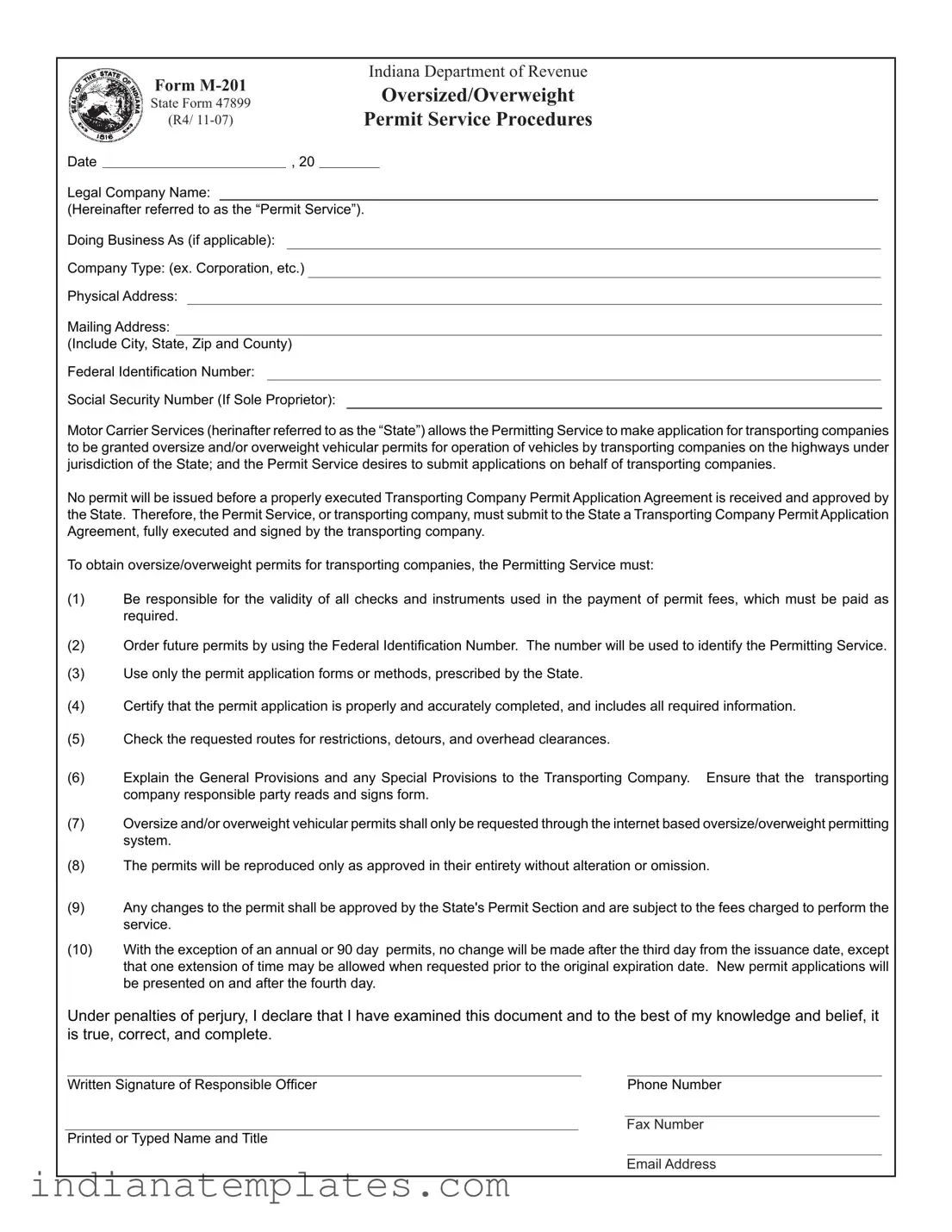 Fill in Your Indiana M 201 Form