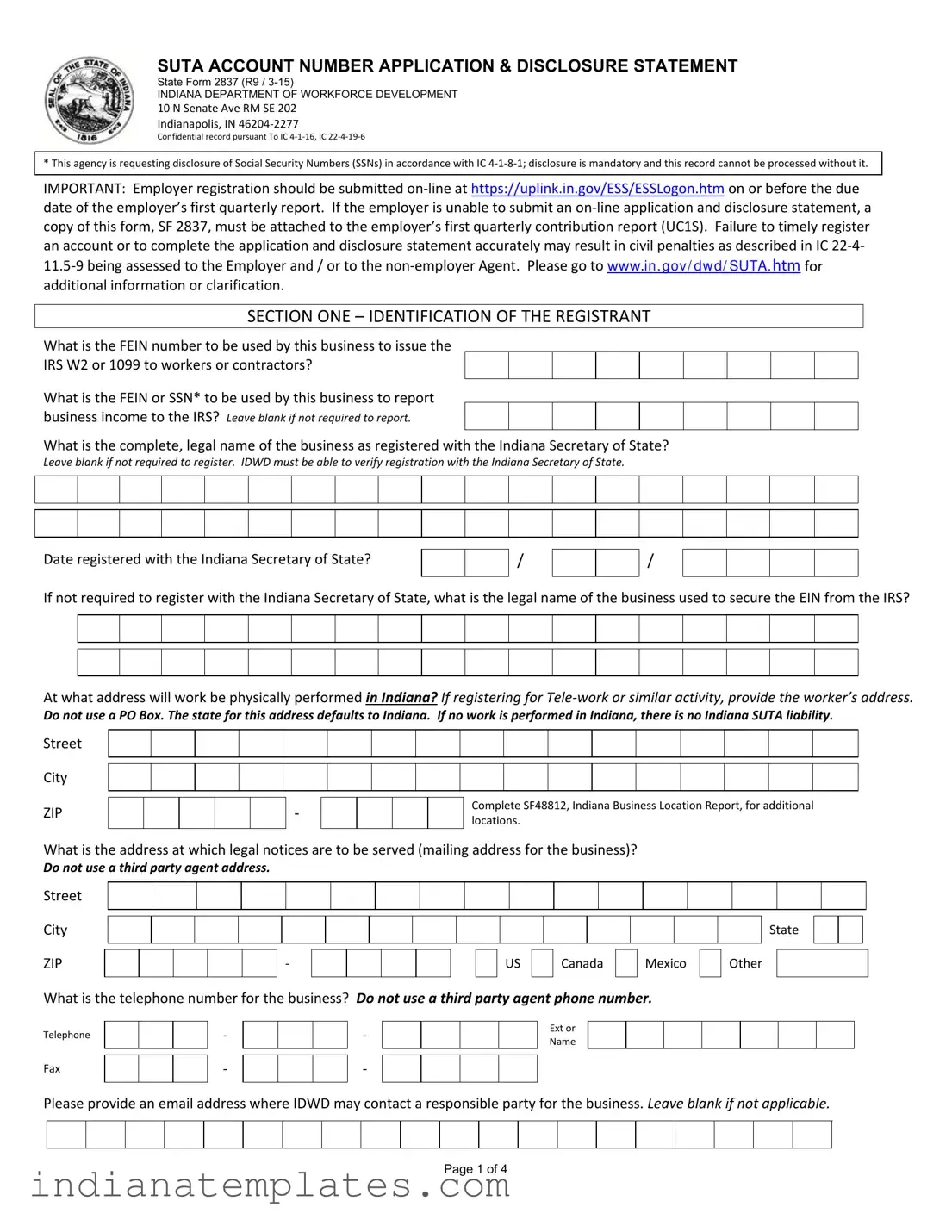 Fill in Your Indiana Sf 2837 Form