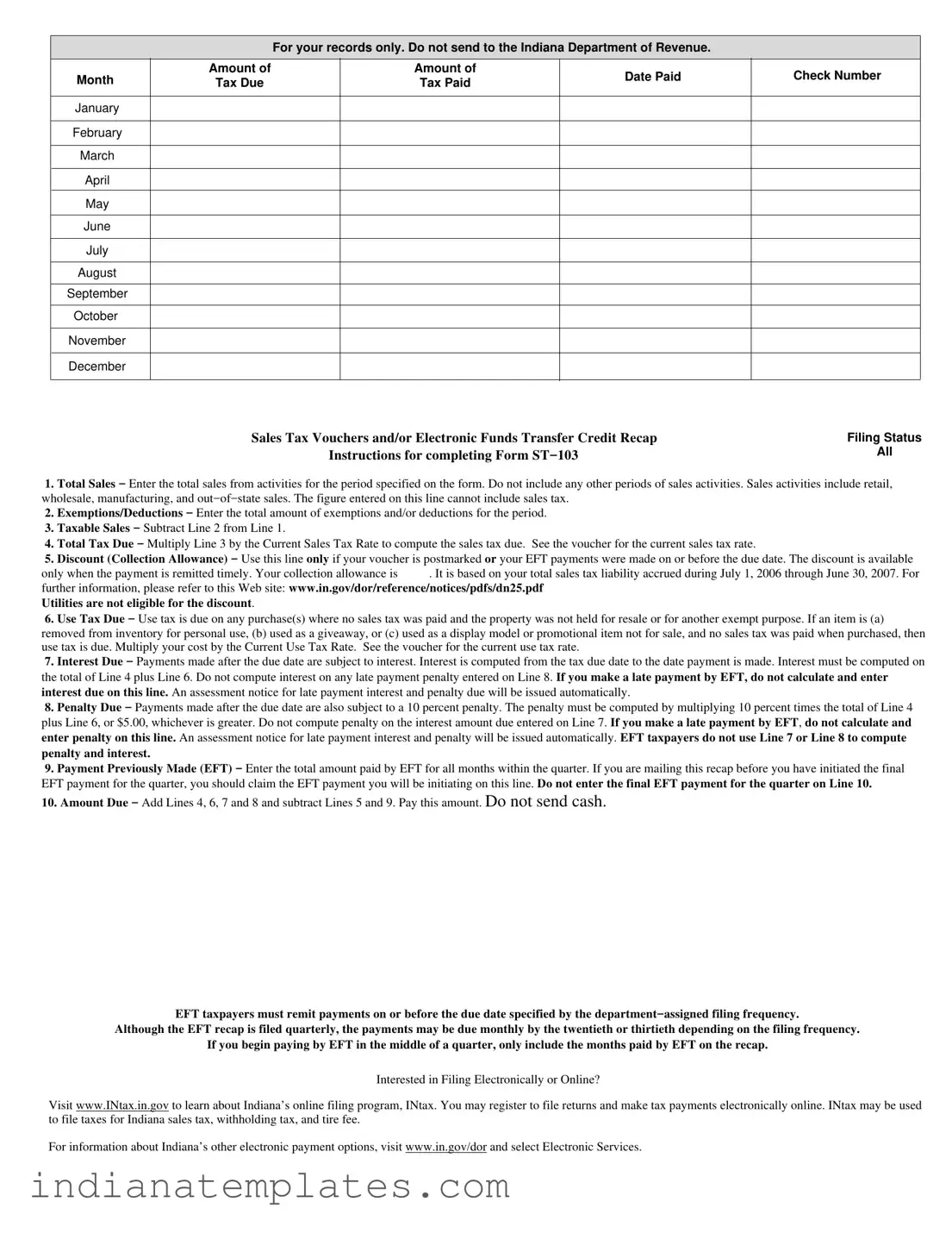 Fill in Your Indiana St 103 Form