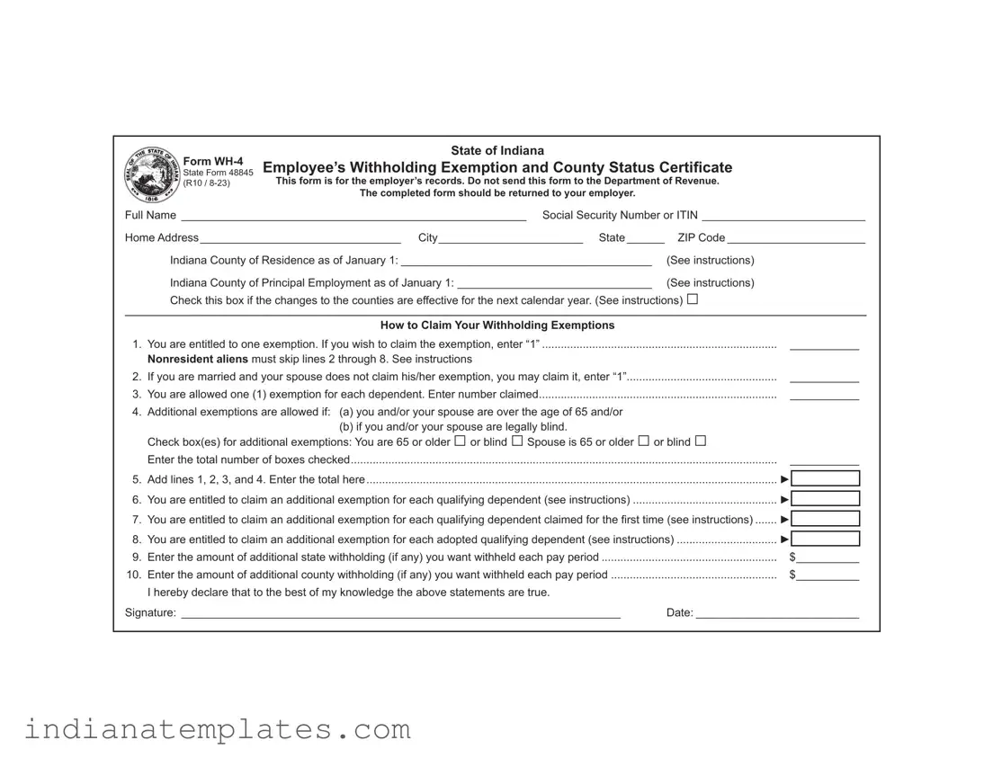 Fill in Your Indiana Wh 4 Form