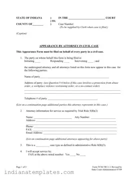 Fill in Your Indiana Appearance Form