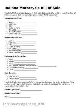 Free Indiana Motorcycle Bill of Sale Template