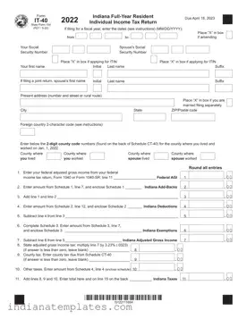 Fill in Your Indiana It 40 Form