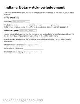 Free Indiana Notary Acknowledgement Template