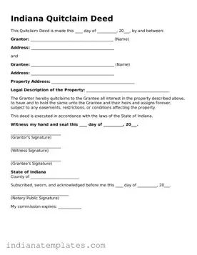 Free Indiana Quitclaim Deed Template