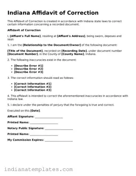 Free Indiana Affidavit of Correction Template