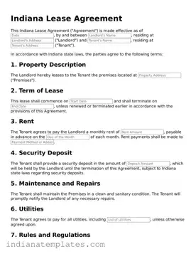 Free Indiana Lease Agreement Template