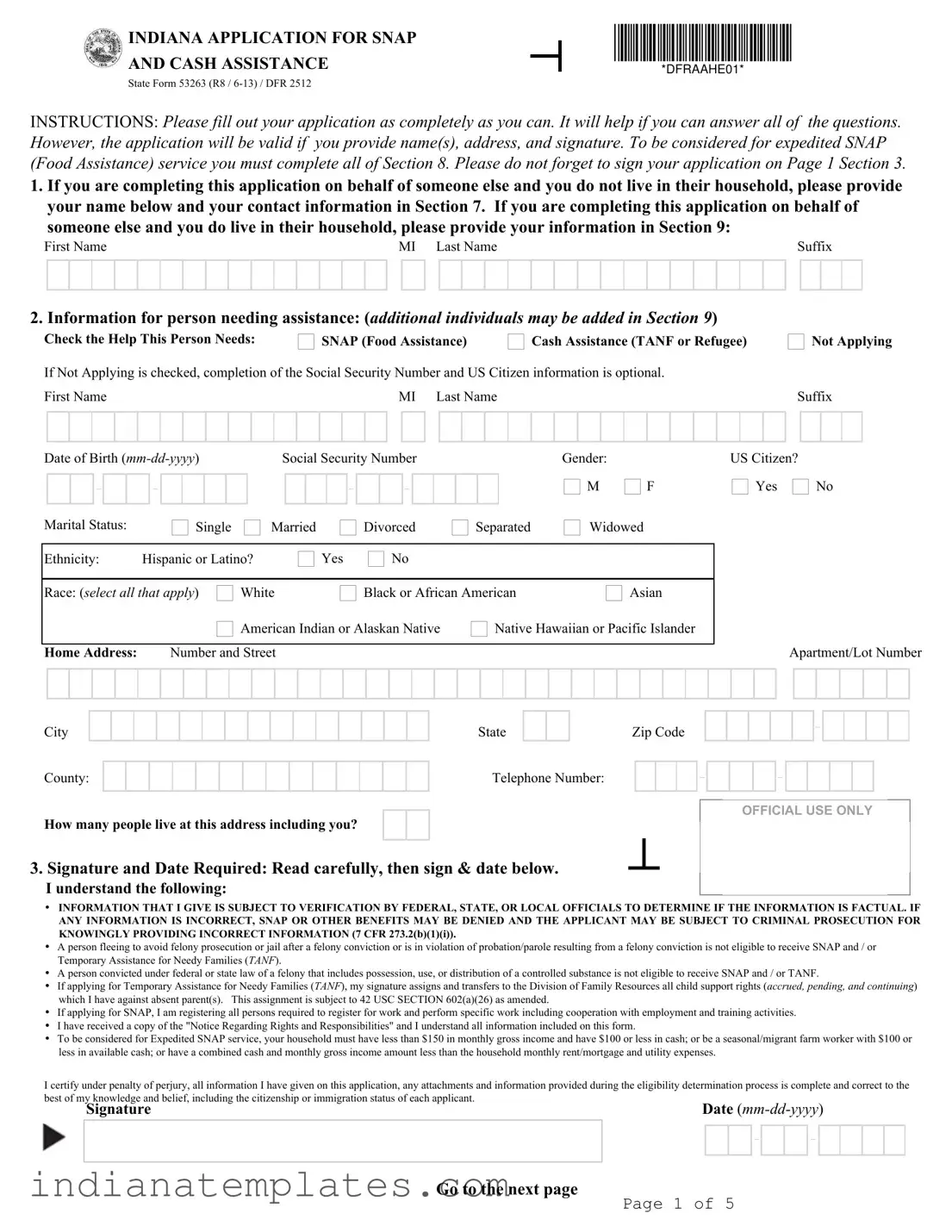 Fill in Your State 53263 Indiana Form